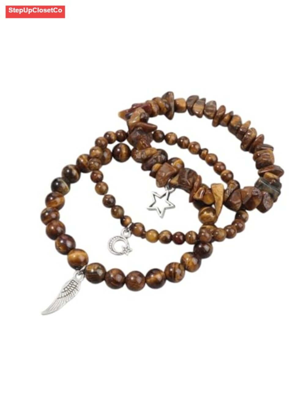 Boho Stacking Bracelet Set 3pc Natural Gemstone Crystal Stretch Bead Yoga